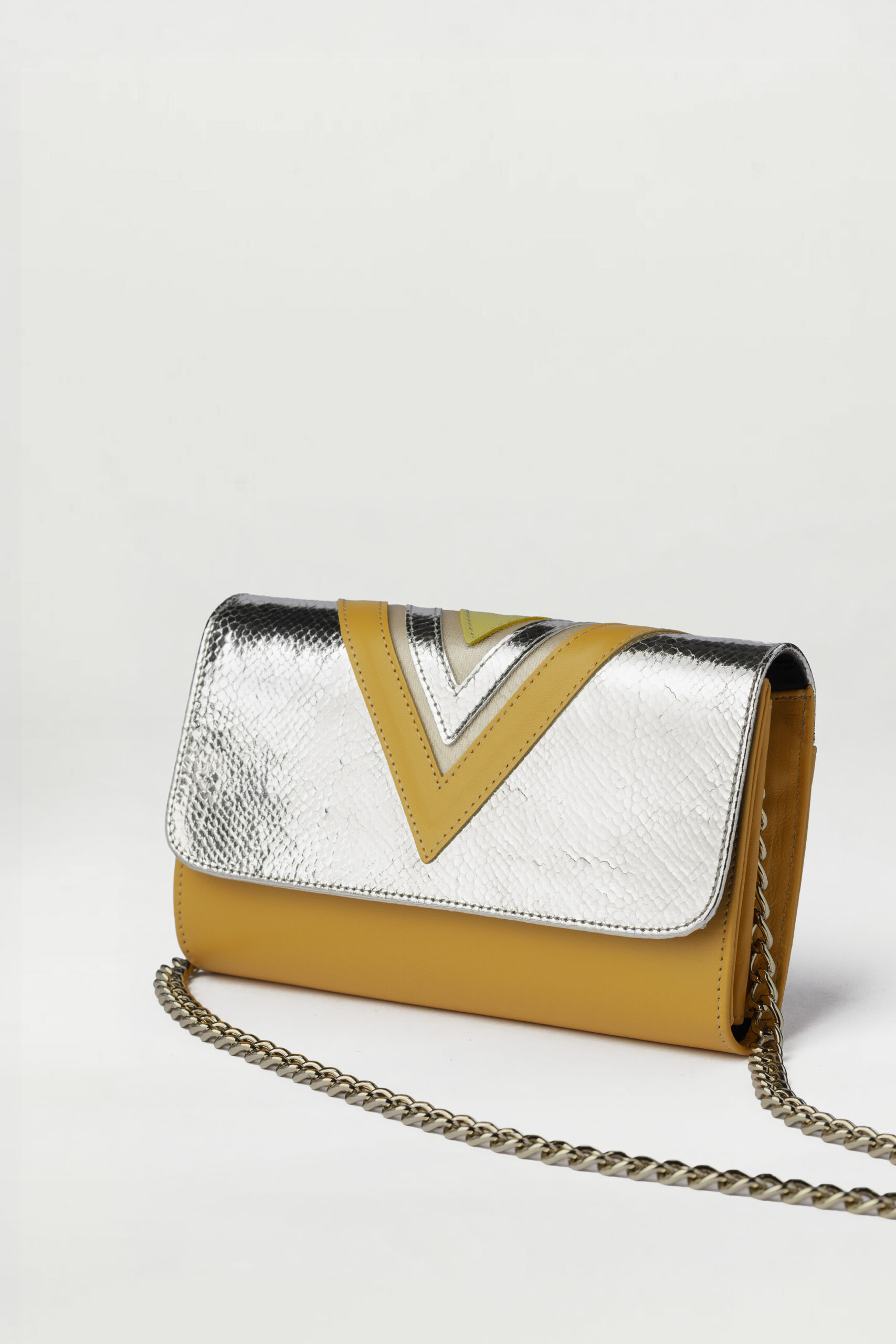 Bolso Tresse Plata Brillo elaphe naranja - Imagen 3