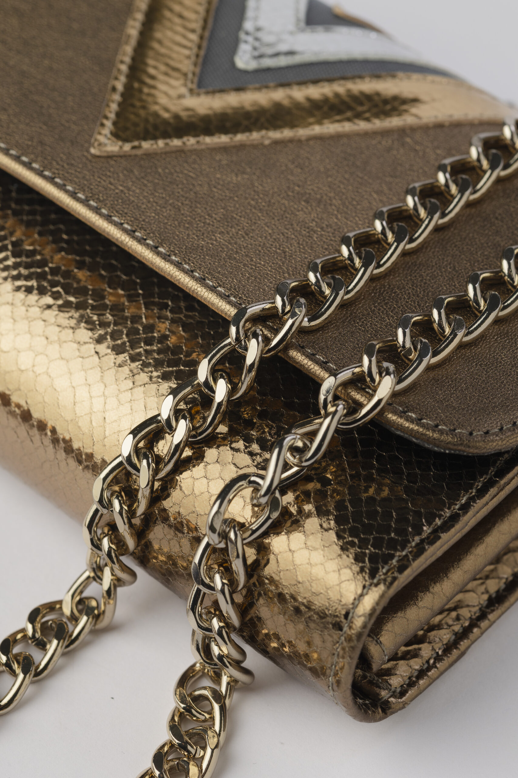 Bolso Tresse oro antiguo oro brillo - Imagen 4