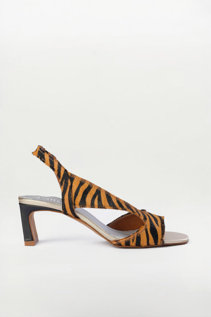Sandalia tacón slingback Solene equus naranja