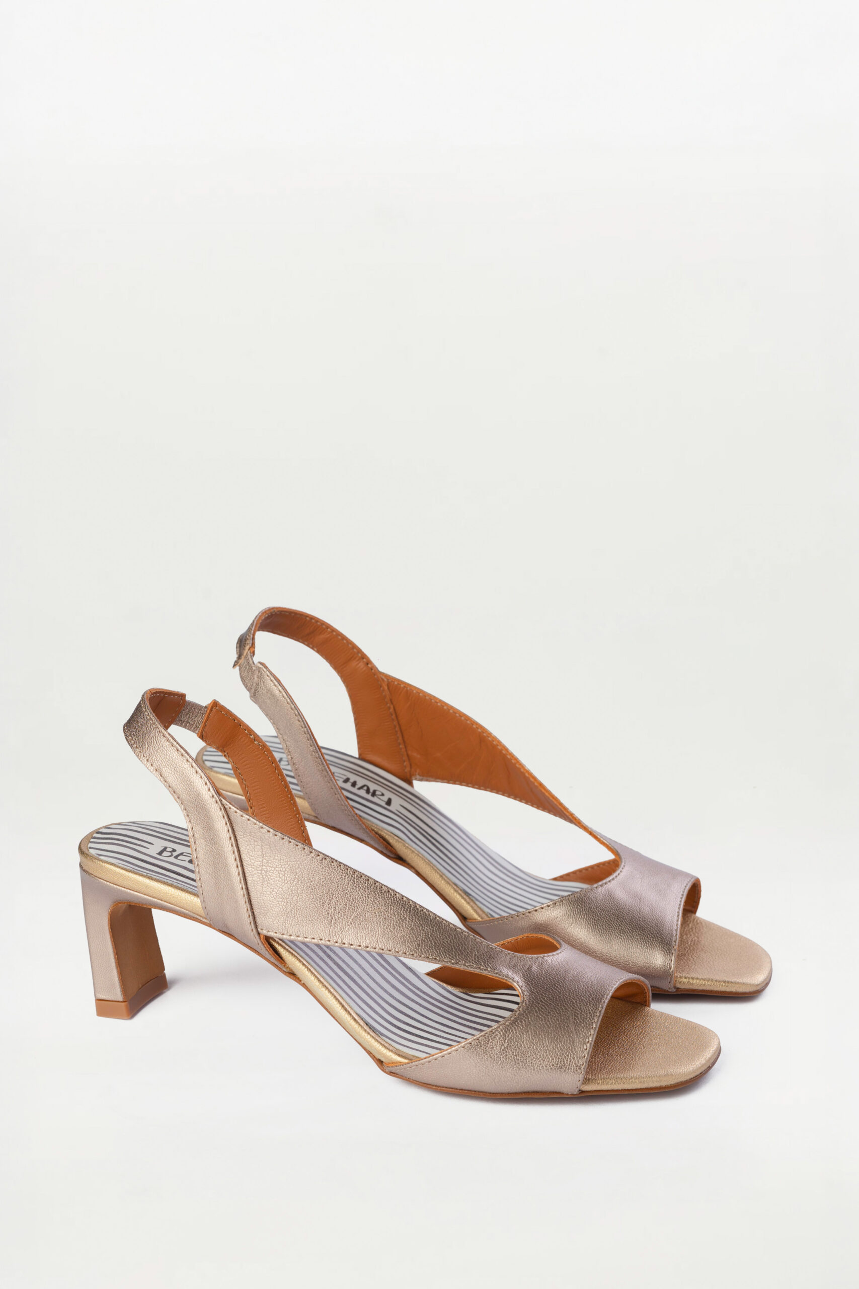 Sandalia tacón slingback Solene rosa metálico - Imagen 2
