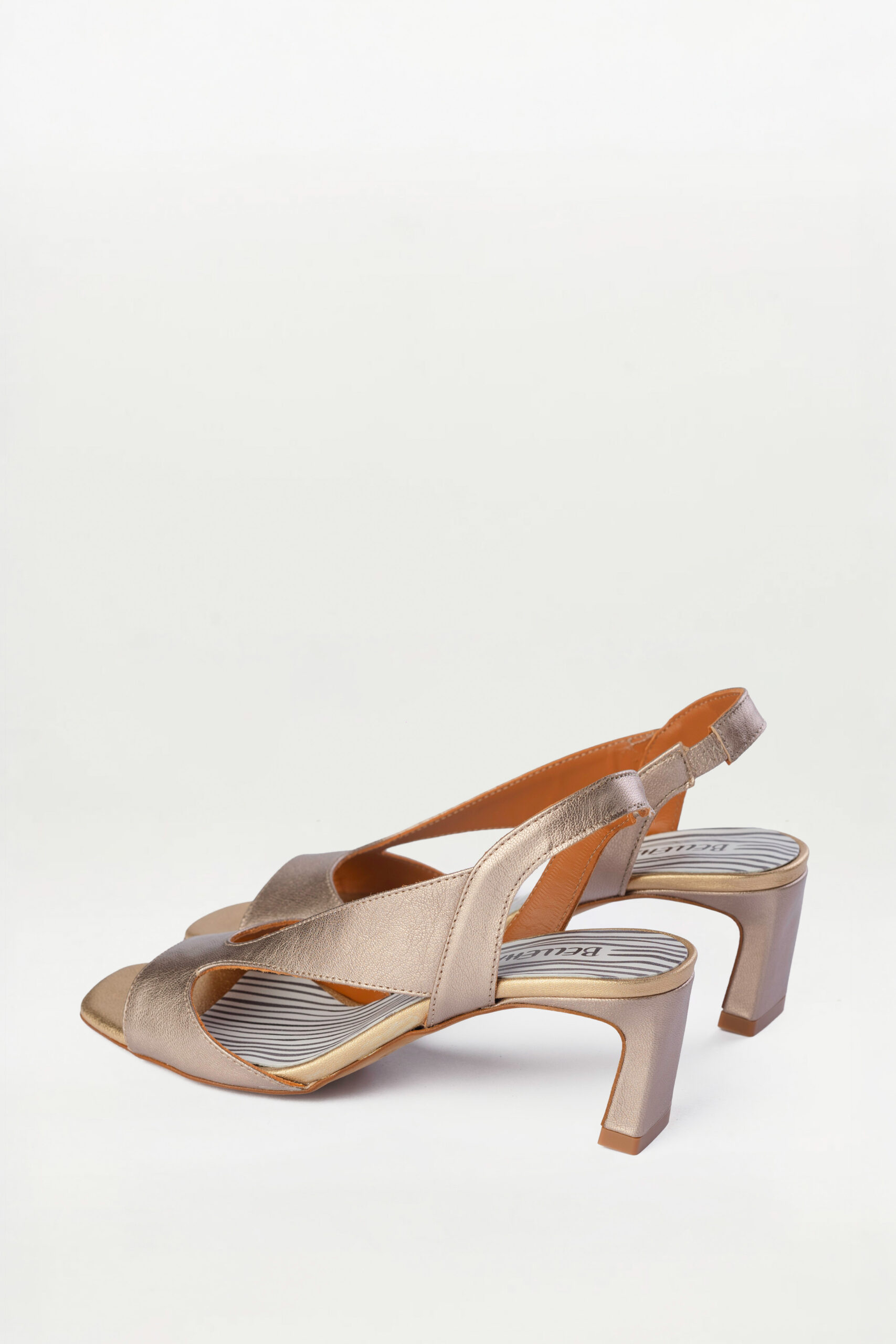 Sandalia tacón slingback Solene rosa metálico - Imagen 3