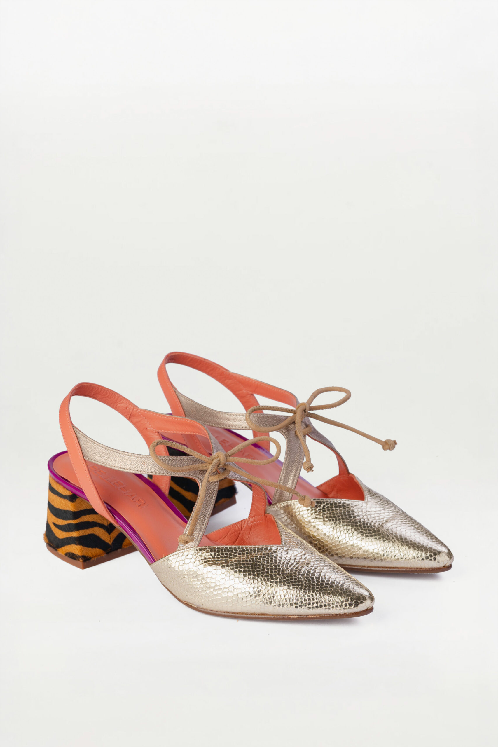 Salón slingback Anne Dorado Brillo elaphe naranja equus naranja - Imagen 2