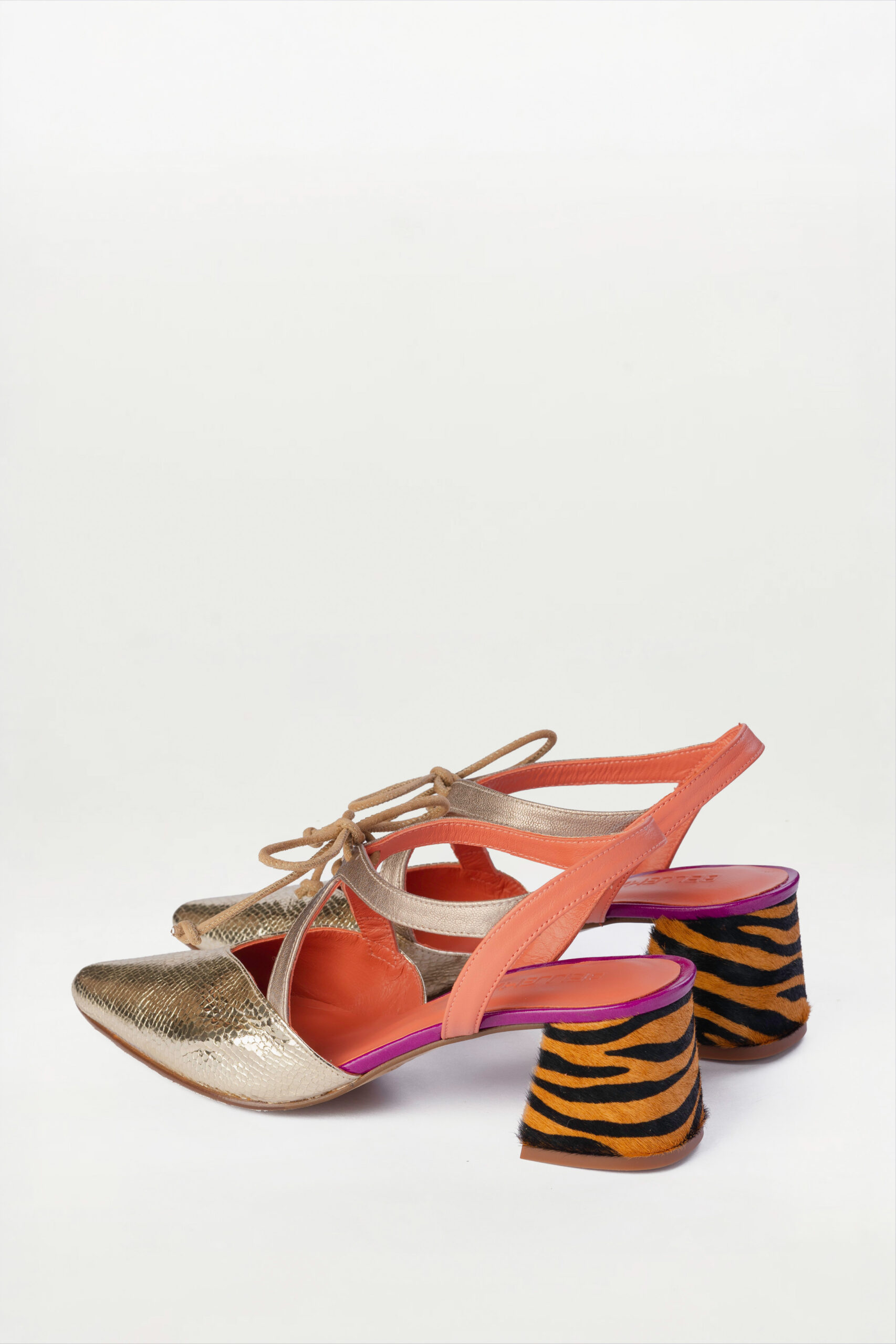 Salón slingback Anne Dorado Brillo elaphe naranja equus naranja - Imagen 3