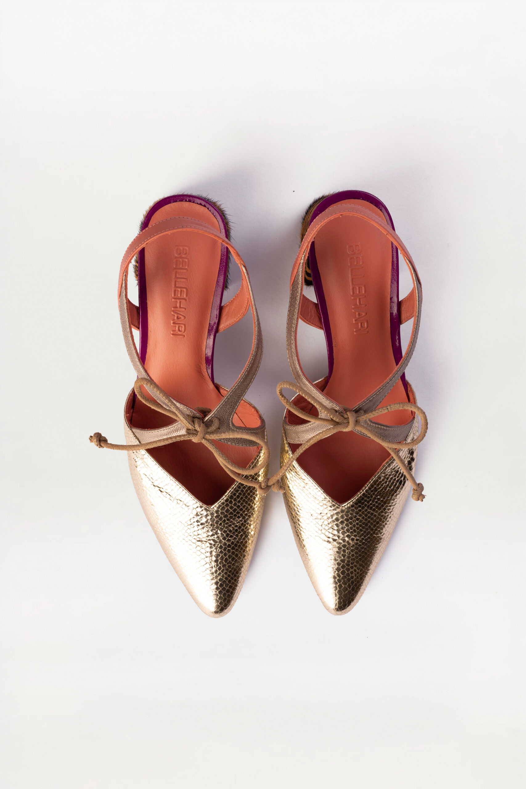 Salón slingback Anne Dorado Brillo elaphe naranja equus naranja - Imagen 4