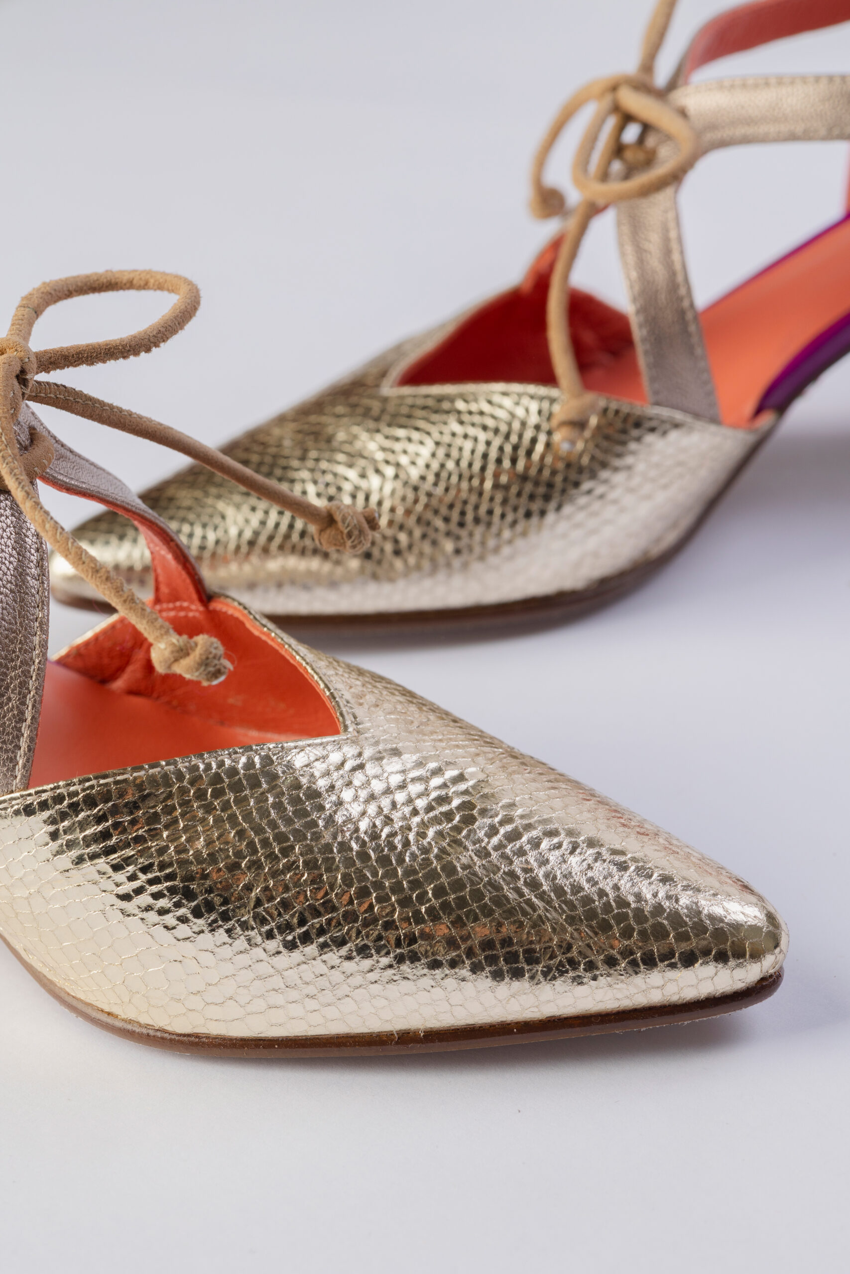 Salón slingback Anne Dorado Brillo elaphe naranja equus naranja - Imagen 5