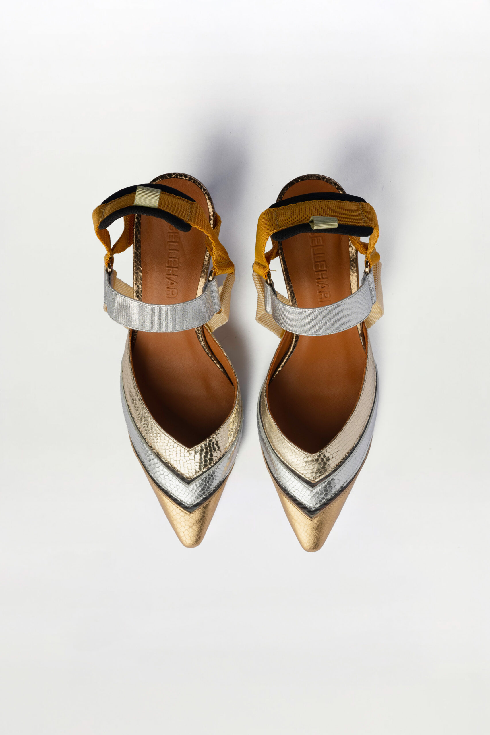 Slingback de tacón medio Elba dorado plata - Imagen 4